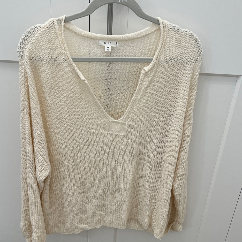 Mine Cream V-Neck Knit Top